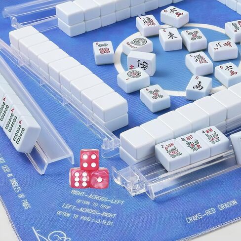 4pcs رفوف Mahjong مع دافعين ، رفوف البلاط Acrylic American Majiang ، يستورد رفوف Mahjong الحديثة مع دافعات مدمجة (أبيض) in Saudi Arabia