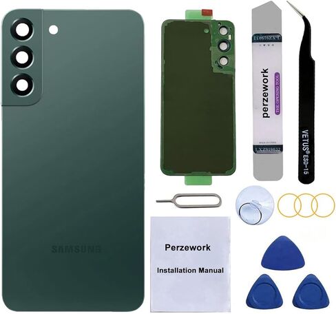 Perzework OEM Rear Back Glass Replacement for Samsung Galaxy S22 6.1 inches 5G with Reparing Toolkit and Pre-Installed Adhesive (Pink Gold) in Kuwait