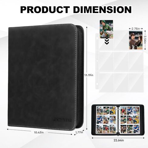 Binder Card ، 9 BINDER TRADING CARD BINDER لـ 900 بطاقة ، ألبوم بطاقات البيسبول المتميزة والمتميزة ، مجلدات حامل البطاقات ، ألبومات جامع البطاقات لـ YGO/MTG/TCG ، بطاقات رياضية ، أسود in Kuwait