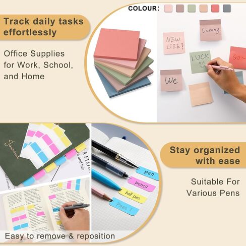 Stationery Gift Set, 3PCS A5 Spiral Notebooks, Gel Pens, Steel Bookmark, Sticky Notes & Tabs, Gift Box - Aesthetic Desk Accessories Office Supplies for Women in Saudi Arabia
