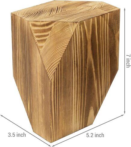 MyGift Rustic Burnt Wood Decorative Bookends with Triangular Design, Office Desk Wooden Bookend Book Stand with Brass Tone Ring Accent, 1 Pair in Saudi Arabia