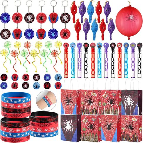 VanBlue 84pcs Spider Party Forms Hero موضوعات عيد ميلاد ديكورات الحفلات لوازم للأطفال ، حقيبة هدايا ، دبابيس الأزرار ، سلاسل المفاتيح Goodie Bag ، هدايا مكافآت الفصول الدراسية ، حشوات بيناتا للأولاد in Saudi Arabia