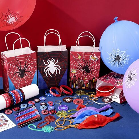 VanBlue 84pcs Spider Party Forms Hero موضوعات عيد ميلاد ديكورات الحفلات لوازم للأطفال ، حقيبة هدايا ، دبابيس الأزرار ، سلاسل المفاتيح Goodie Bag ، هدايا مكافآت الفصول الدراسية ، حشوات بيناتا للأولاد in Saudi Arabia