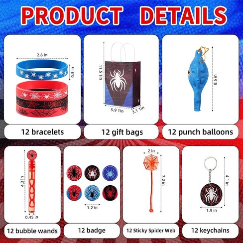 VanBlue 84pcs Spider Party Forms Hero موضوعات عيد ميلاد ديكورات الحفلات لوازم للأطفال ، حقيبة هدايا ، دبابيس الأزرار ، سلاسل المفاتيح Goodie Bag ، هدايا مكافآت الفصول الدراسية ، حشوات بيناتا للأولاد in Saudi Arabia