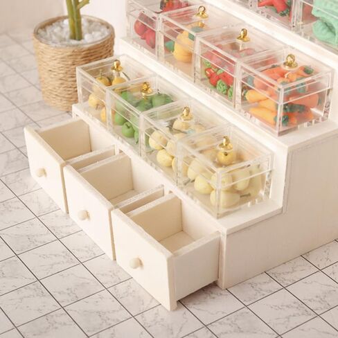 Dollhouse Candy Display Box Miniature Wooden Drafl Grager Model Mini Fruit Fruit Display Rack Furniture Association 1: 12 Doll Decor Decor in Kuwait