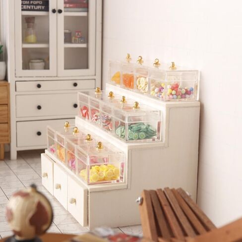 Dollhouse Candy Display Box Miniature Wooden Drafl Grager Model Mini Fruit Fruit Display Rack Furniture Association 1: 12 Doll Decor Decor in Kuwait