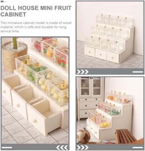 Dollhouse Candy Display Box Miniature Wooden Drafl Grager Model Mini Fruit Fruit Display Rack Furniture Association 1: 12 Doll Decor Decor in Kuwait