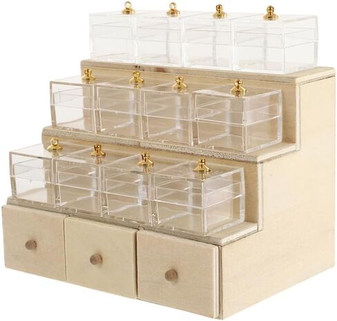 Dollhouse Candy Display Box Miniature Wooden Drafl Grager Model Mini Fruit Fruit Display Rack Furniture Association 1: 12 Doll Decor Decor in Kuwait