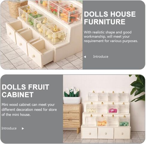 Dollhouse Candy Display Box Miniature Wooden Drafl Grager Model Mini Fruit Fruit Display Rack Furniture Association 1: 12 Doll Decor Decor in Kuwait