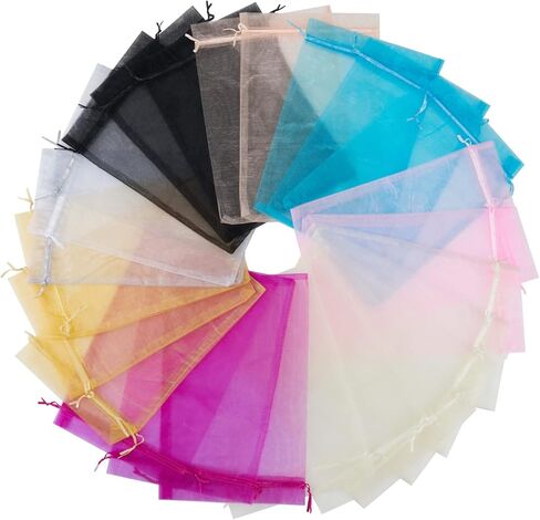 50 PCS 6x9 بوصة حفل زفاف لصالح حقيبة الهدايا أكياس الأورجانزا 10 مزيج اللون (ألوان متنوعة) in Kuwait