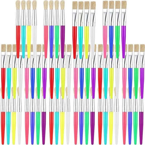 64 Pcs Paint Brushes Sets for Kids Toddler Art Supplies Large Chubby Round and Flat Brush for School Washable Acrylic Oil Paint in Saudi Arabia