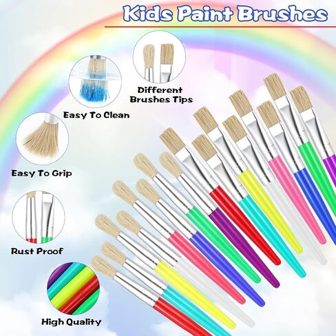 64 Pcs Paint Brushes Sets for Kids Toddler Art Supplies Large Chubby Round and Flat Brush for School Washable Acrylic Oil Paint in Saudi Arabia