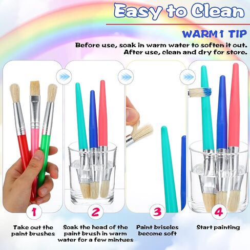 64 Pcs Paint Brushes Sets for Kids Toddler Art Supplies Large Chubby Round and Flat Brush for School Washable Acrylic Oil Paint in Saudi Arabia