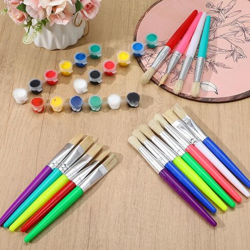 64 Pcs Paint Brushes Sets for Kids Toddler Art Supplies Large Chubby Round and Flat Brush for School Washable Acrylic Oil Paint in Saudi Arabia