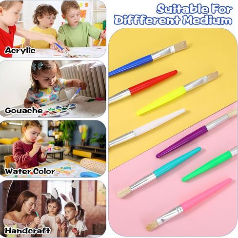64 Pcs Paint Brushes Sets for Kids Toddler Art Supplies Large Chubby Round and Flat Brush for School Washable Acrylic Oil Paint in Saudi Arabia
