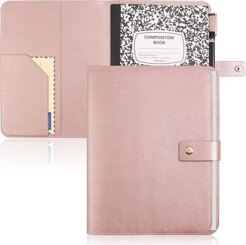 PU Leather Composition Notebook Cover 9 3/4 X 7 1/2 in with B5 Composition Book 100 Sheets Vintage Rustic Distressed PU Leather Journal Notebook Cover Portfolio for School Office Home (Rose Pink) in Saudi Arabia
