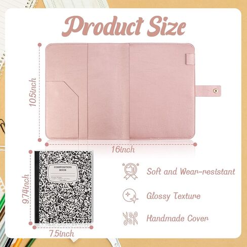PU Leather Composition Notebook Cover 9 3/4 X 7 1/2 in with B5 Composition Book 100 Sheets Vintage Rustic Distressed PU Leather Journal Notebook Cover Portfolio for School Office Home (Rose Pink) in Saudi Arabia