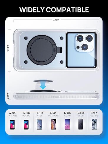 Lanhiem 10.5" Large Waterproof Phone Pouch, 2 Pack Universal IPX8 Waterproof Dry Bag with Lanyard for iPhone 15 14 13 Pro Max, Samsung Galaxy S23 S22 Ultra, S23 FE, Pixel 8 Pro, Black+Black in Kuwait