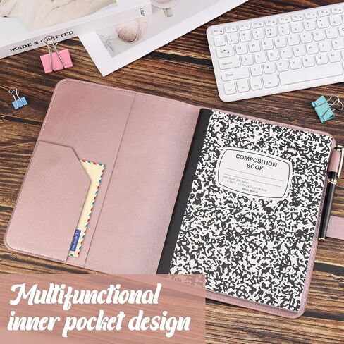 PU Leather Composition Notebook Cover 9 3/4 X 7 1/2 in with B5 Composition Book 100 Sheets Vintage Rustic Distressed PU Leather Journal Notebook Cover Portfolio for School Office Home (Rose Pink) in Saudi Arabia