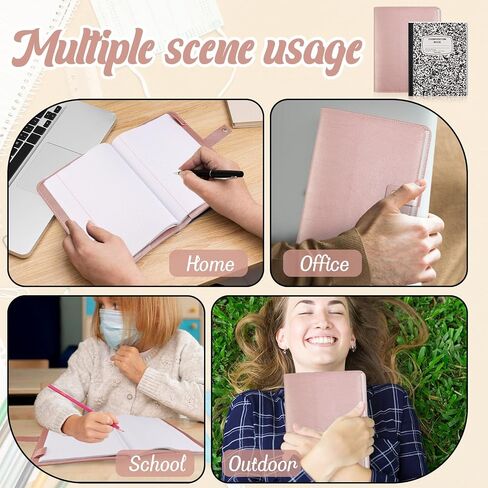 PU Leather Composition Notebook Cover 9 3/4 X 7 1/2 in with B5 Composition Book 100 Sheets Vintage Rustic Distressed PU Leather Journal Notebook Cover Portfolio for School Office Home (Rose Pink) in Saudi Arabia