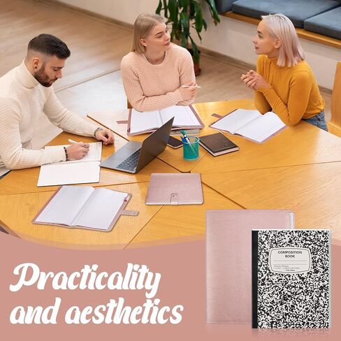 PU Leather Composition Notebook Cover 9 3/4 X 7 1/2 in with B5 Composition Book 100 Sheets Vintage Rustic Distressed PU Leather Journal Notebook Cover Portfolio for School Office Home (Rose Pink) in Saudi Arabia