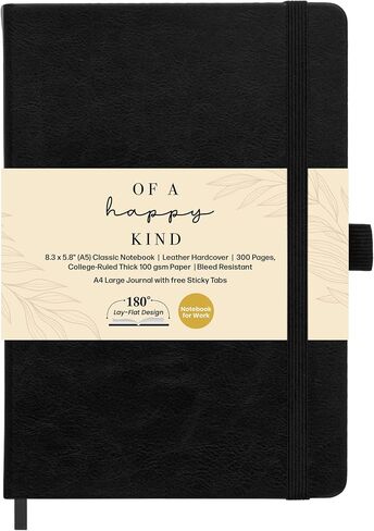 دفتر مجلة مجلة مقيدة بالجلد المبطن ، A5 Hardcover - Black 5.8 × 8.3 " - 300 صفحات سميكة الكلية المجلات الورقية للرجال والنساء - دفتر ملاحظات شخصية ومهنية للكتابة والمجلة in Kuwait