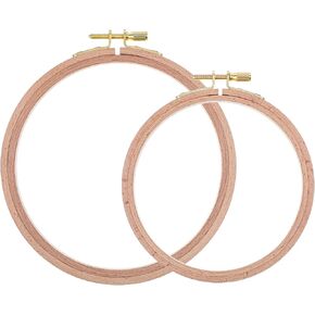 2 PCS الأطواق التطريز الخشبية ، إطار تطريز خشب الزان الطبيعي ، إطار الإبرة المعلقة ، دائرة خشبية من غرزة الخشب للخياطة الفنية ، الديكور DIY ، أحجام 2 in Kuwait