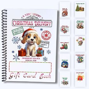 Christmas Gift Card Book 5x7 inches with Stickers, 10 Page Soft Cover Spiral Bound with Protective PVC Cover, and 20 Double Sided Sticky Dots - 8 Different Cover Design Options (Pink Holly Jolly) in Saudi Arabia