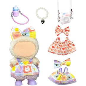5-in-1 Doll Clothes Compatible with 17cm Dolls, 2 × Cute Outfit Set with Fashion Accessories, Chic Style for Collectible Figures (No Doll) in Kuwait