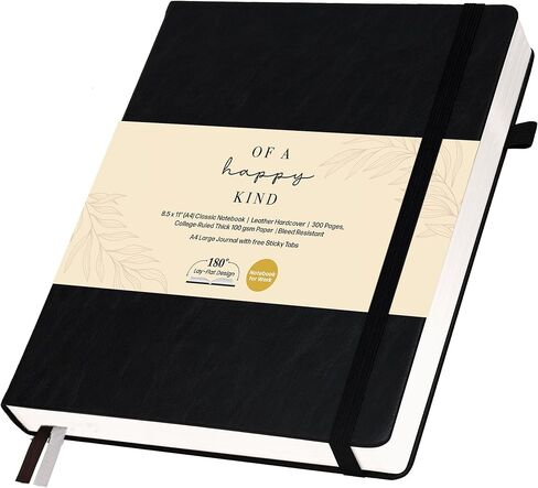دفتر مجلة مجلة مقيدة بالجلد المبطن ، A5 Hardcover - Black 5.8 × 8.3 " - 300 صفحات سميكة الكلية المجلات الورقية للرجال والنساء - دفتر ملاحظات شخصية ومهنية للكتابة والمجلة in Kuwait