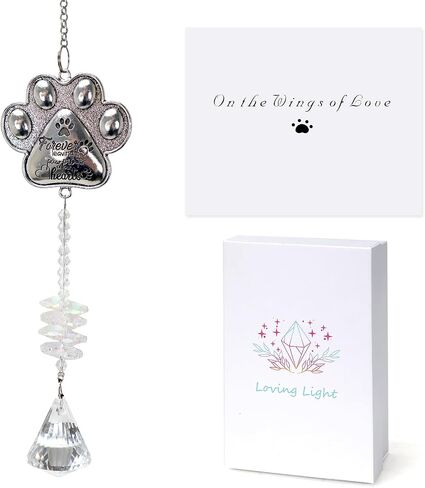 Pet Memorial Suncatcher - Loss of Pet Sympathy Gift for Dog and Cat Owners with Crystals, Indoor Window Suncatchers, Bereavement Gifts Dog Memorial (Transparent) in Saudi Arabia
