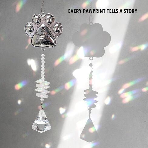Pet Memorial Suncatcher - Loss of Pet Sympathy Gift for Dog and Cat Owners with Crystals, Indoor Window Suncatchers, Bereavement Gifts Dog Memorial (Transparent) in Saudi Arabia