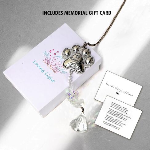 Pet Memorial Suncatcher - Loss of Pet Sympathy Gift for Dog and Cat Owners with Crystals, Indoor Window Suncatchers, Bereavement Gifts Dog Memorial (Transparent) in Saudi Arabia