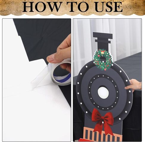 Oudain 2 Pcs Christmas Express Train Decoration Steam Train Table Decoration with Black Tablecloth Vehicle Trip Cardboard Cutout for Xmas Express Railroad Birthday Party School Classroom Decor in Saudi Arabia