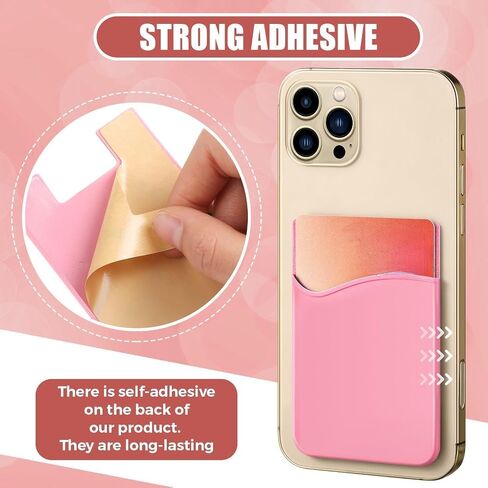 Frienda 24 Pcs Phone Card Holder Adhesive Silicone Wallet, Lovely Color | Stick-on Cellphone Credit Card Holder, Back of Phone Sleeve Bulk, Stick on Cellphone Cases, Compatible with Most Smartphone in Kuwait