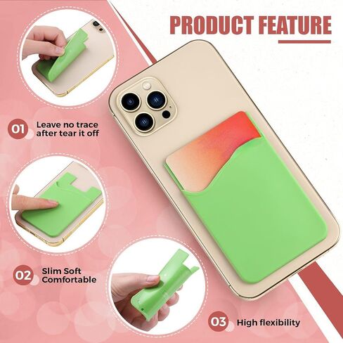 Frienda 24 Pcs Phone Card Holder Adhesive Silicone Wallet, Lovely Color | Stick-on Cellphone Credit Card Holder, Back of Phone Sleeve Bulk, Stick on Cellphone Cases, Compatible with Most Smartphone in Kuwait