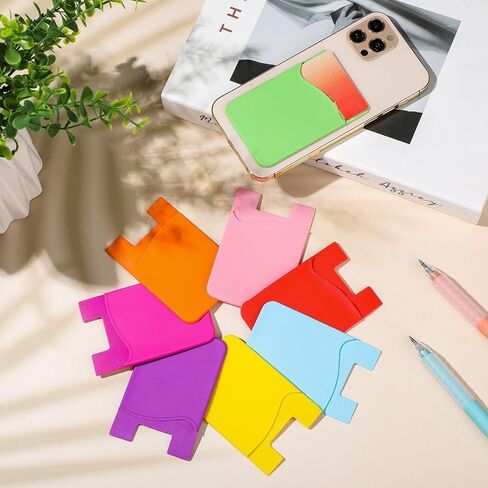 Frienda 24 Pcs Phone Card Holder Adhesive Silicone Wallet, Lovely Color | Stick-on Cellphone Credit Card Holder, Back of Phone Sleeve Bulk, Stick on Cellphone Cases, Compatible with Most Smartphone in Kuwait
