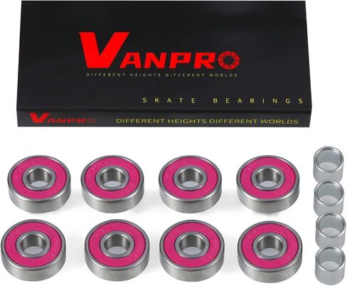 Vanpro Skateboard Bearings Longboards Bearing Set,608RS 608ZZ Bearings, 8x22x7 High Carbon Steel(Snow Gray, Pack of 16)… in Saudi Arabia