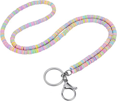 الحبل المعلم بالخرز لشارات الهوية والمفاتيح اللطيفة Clay Boho Lanyard for Women Cruise Ship Cards Office Office Office Office in Kuwait