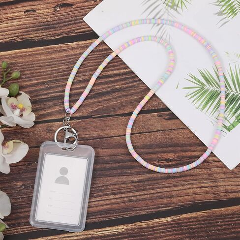 الحبل المعلم بالخرز لشارات الهوية والمفاتيح اللطيفة Clay Boho Lanyard for Women Cruise Ship Cards Office Office Office Office in Kuwait