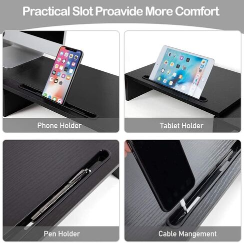 ZyfaB Desk Dual Monitor Stand Riser ، حامل كمبيوتر لرفوف مكتب مراقبة المكتب لرصد شاشة الخشب الكبيرة مع الطول والزاوية القابلة للتعديل والبني in Saudi Arabia
