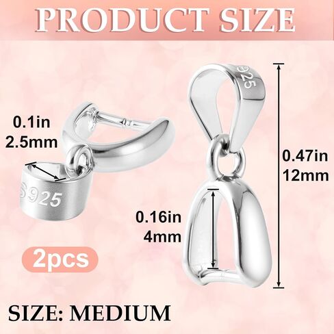 2 PCS 925 Sterling Silver Pinch Bails لصنع المجوهرات ، قلادة قلادة قلادة ، مصنع المجوهرات ، مستلزمات لصنع المجوهرات ، قرط ، قلادة ، مركبة (فضية) in Saudi Arabia