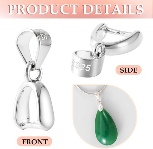 2 PCS 925 Sterling Silver Pinch Bails لصنع المجوهرات ، قلادة قلادة قلادة ، مصنع المجوهرات ، مستلزمات لصنع المجوهرات ، قرط ، قلادة ، مركبة (فضية) in Saudi Arabia