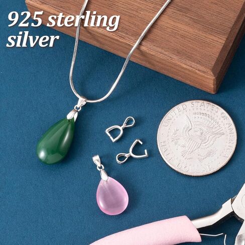 2 PCS 925 Sterling Silver Pinch Bails لصنع المجوهرات ، قلادة قلادة قلادة ، مصنع المجوهرات ، مستلزمات لصنع المجوهرات ، قرط ، قلادة ، مركبة (فضية) in Saudi Arabia