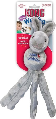 لعبة Kong Wubba Friend Dog Toy - تفاعلية رائعة مع ذيول السحب لجلبها ومضغها ولعبها - شخصية متنوعة - الثعلب أو الأرنب أو الدب (كبير جدًا) in Kuwait