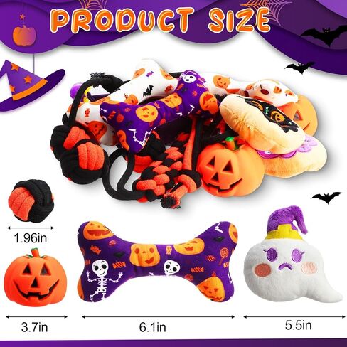 16 PCS Halloween Dog Advent Calendar 2025 Squeaky Toys Pumpkin Ghost Interactive Ball and Bones Agm For Small Medium Exper Gare Guppy Buppy Heagh Hight (Halloween) in Kuwait