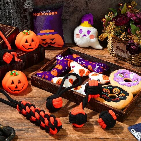 16 PCS Halloween Dog Advent Calendar 2025 Squeaky Toys Pumpkin Ghost Interactive Ball and Bones Agm For Small Medium Exper Gare Guppy Buppy Heagh Hight (Halloween) in Kuwait