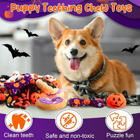 16 PCS Halloween Dog Advent Calendar 2025 Squeaky Toys Pumpkin Ghost Interactive Ball and Bones Agm For Small Medium Exper Gare Guppy Buppy Heagh Hight (Halloween) in Kuwait