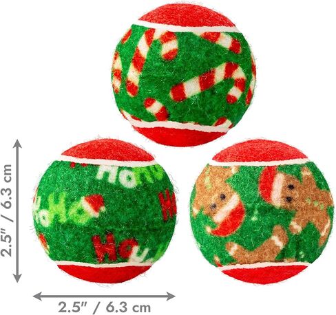 Kong Holiday Squeakair Tennis Balls Dog Toy-6 عبوات من كرات الجلب الصاخبة مع موضوع عيد الميلاد ، مواد غير كاشفة لطيفة على الأسنان (صغيرة) in Kuwait