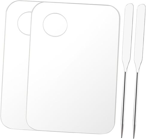 1Set Acrylic Makeup Mixing Tray with Spatula Palette for Foundation Lipstick Eyeshadow Nail Polish for Professionals Students Art Projects in Saudi Arabia